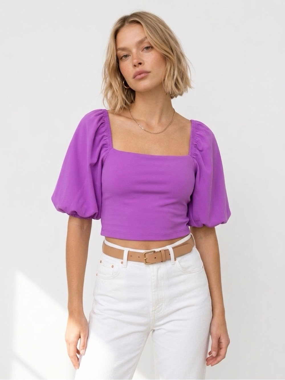 Susana Monaco cropped puff sleeve in lilac